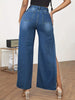 Wom) Blue High Waist Split Denim Pants,