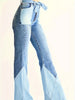 Colorblock High Waist Flare Jeans