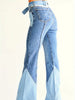 Colorblock High Waist Flare Jeans