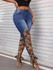Leopard Print Lace-Up Skinny Jeans