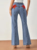 Women's Fashionable Blue Flare Jeans with Red Star Patch
