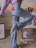 Women's Fashionable Blue Flare Jeans with Red Star Patch