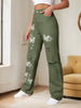 Women'S High-Waist Straight Leg Jeans with Butterfly Print and Distressed Details