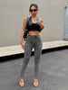 New Fashion Small Ripped Peach Hip High Stretch Women's Jeans