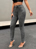 New Fashion Small Ripped Peach Hip High Stretch Women's Jeans