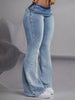 High-Waisted Stretchy Slim-Fit Women'S Jeans with Retro Flared Sides And Zipper.