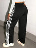 Women'S Fashionable Black Cargo Pants with White Lace Accents