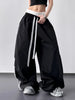 Women's Elegant Wide-Leg Pants with Drawstring Waist &amp; Lace Trim