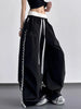 Women's Elegant Wide-Leg Pants with Drawstring Waist &amp; Lace Trim