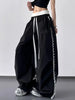 Women's Elegant Wide-Leg Pants with Drawstring Waist &amp; Lace Trim