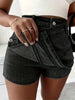 Women'S Stretch Denim Mini Skirt - Asymmetrical Half-Foot Shorts