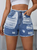 Women's Casual Ripped Frayed Hem Blue Denim Shorts