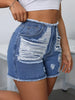 Women's Casual Ripped Frayed Hem Blue Denim Shorts