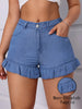 Women'S Elegant Blue Washed Denim Shorts