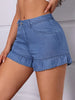 Women'S Elegant Blue Washed Denim Shorts
