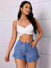Women'S Elegant Blue Washed Denim Shorts
