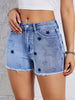 Women's Stretch Denim Shorts with Star Embroidery