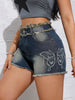 Vintage Animal Print Denim Shorts for Women