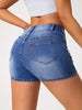 Lace Up Detail Washed Blue Double Buttons