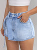 New Design Asymmetrical Hem Mid-Rise Shorts Skirt