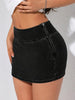 Women'S Elegant Blue Denim Skort - Mid-Rise