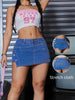 Stretch Diagonal Side Button Trousers Skirt