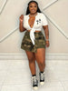 Women'S Camo Belt Skirt - Stylish Summer Shorts with Zipper Detail