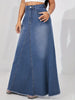 Women's Casual Style Plain Denim Maxi Skirt