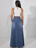 Women's Casual Style Plain Denim Maxi Skirt