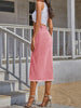 Women'S High-Waist Denim Midi Skirt with Front Slit