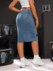 Women'S Embroidered Heart Denim Bodycon Skirt