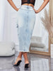 Ripped Raw Hem Split Denim Skirts