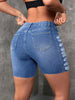 Women's High-Waisted Skinny Jeans with Distressed Side Rips
