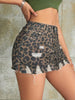 Women's denim skirt, ripped design leopard