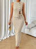 Women'S Casual Two-Piece Striped Button-Up Top and Skirt Set