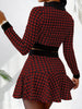 Women'S Autumn Sexy Houndstooth Pattern V-Neck Long Sleeve