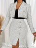 Elegant Women's Plaid Double-Breasted Crop Blazer & Skirt Set