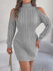 Women's Casual Off-Shoulder Half-Turtleneck Sweater Dress