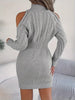 Women's Casual Off-Shoulder Half-Turtleneck Sweater Dress