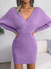 Sexy Cross V Neck Bodycon Sweater Dress