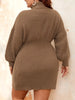Women's Plus Size High Neck Long Sleeve Dress