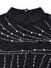 Rhinestone Decor Tassel Hem Mock Neck Dress