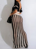 Women'S Elegant Black &amp; White Striped Two-Piece Set