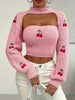 Cherry pattern tube top and super crop shrug sweater