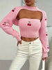 Cherry pattern tube top and super crop shrug sweater