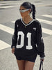 Women's Y2K Retro Geometric Number