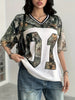 Women'S Y2K-Inspired Camo Print T-Shirt with V-Neck