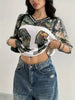Women'S Y2K-Inspired Camo Print T-Shirt with V-Neck