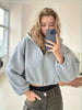 Women's Elegant Middle Eastern-Inspired Hooded Long Sleeve Cropped Sweatshirt