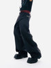 Layered Patchwork Metal Buckle Design Straight Trousers